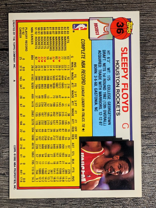 1992-93 Topps #36 Sleepy Floyd