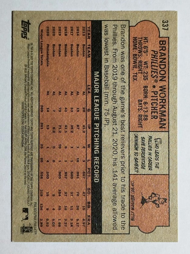 2021 Topps Heritage #337 Brandon Workman