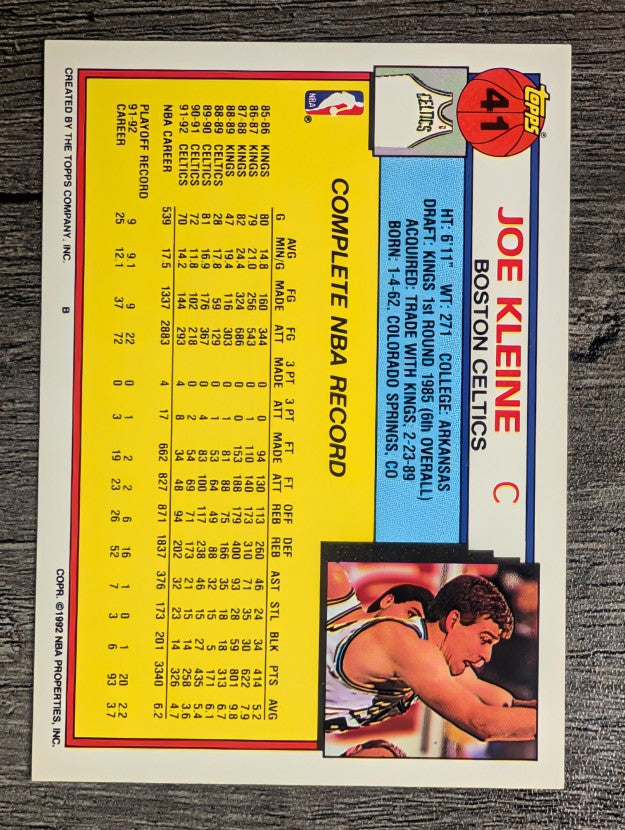 1992-93 Topps #41 Joe Kleine