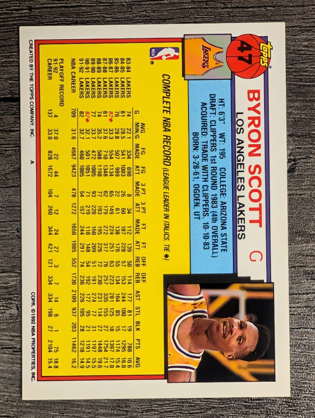 1992-93 Topps #47 Byron Scott