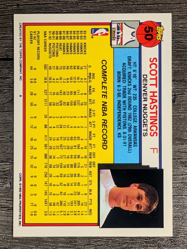 1992-93 Topps #50 Scott Hastings
