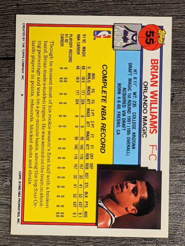 1992-93 Topps #55 Brian Williams