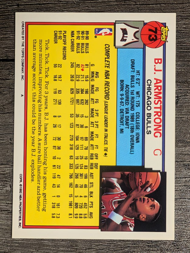 1992-93 Topps #73 B.J. Armstrong