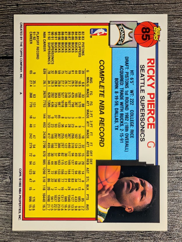 1992-93 Topps #85 Ricky Pierce