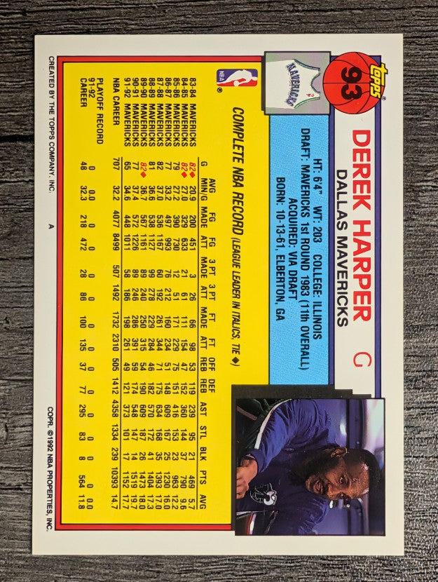 1992-93 Topps #93 Derek Harper