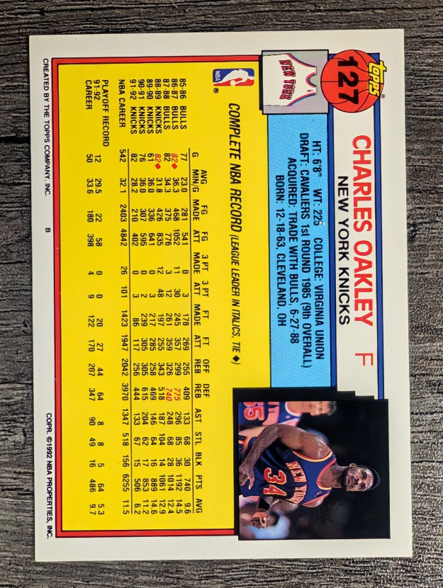 1992-93 Topps #127 Charles Oakley