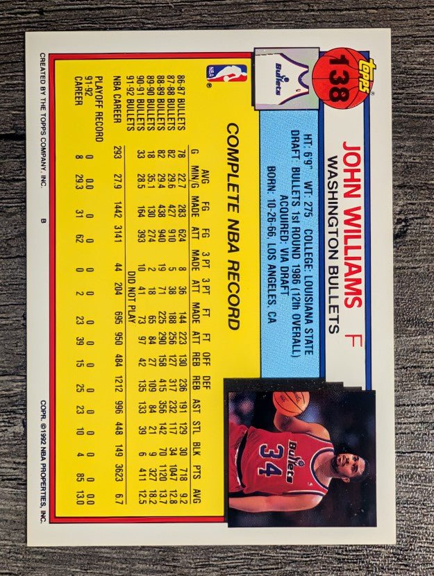 1992-93 Topps #138 John Williams