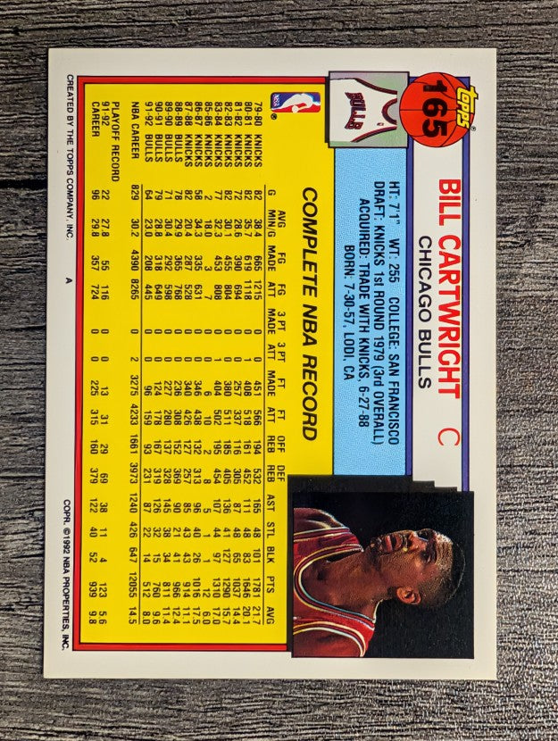 1992-93 Topps #165 Bill Cartwright