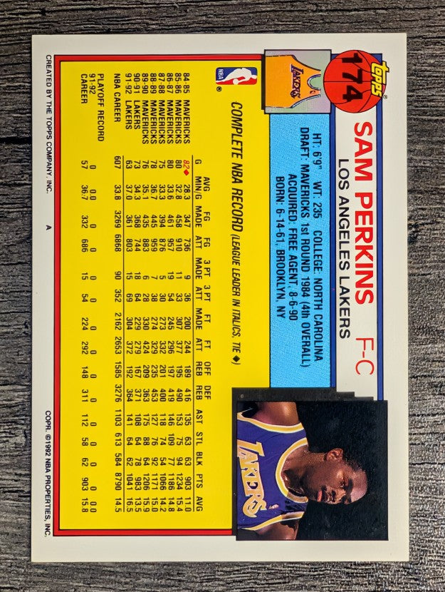 1992-93 Topps #174 Sam Perkins