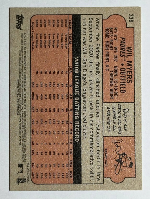 2021 Topps Heritage #339 Wil Myers