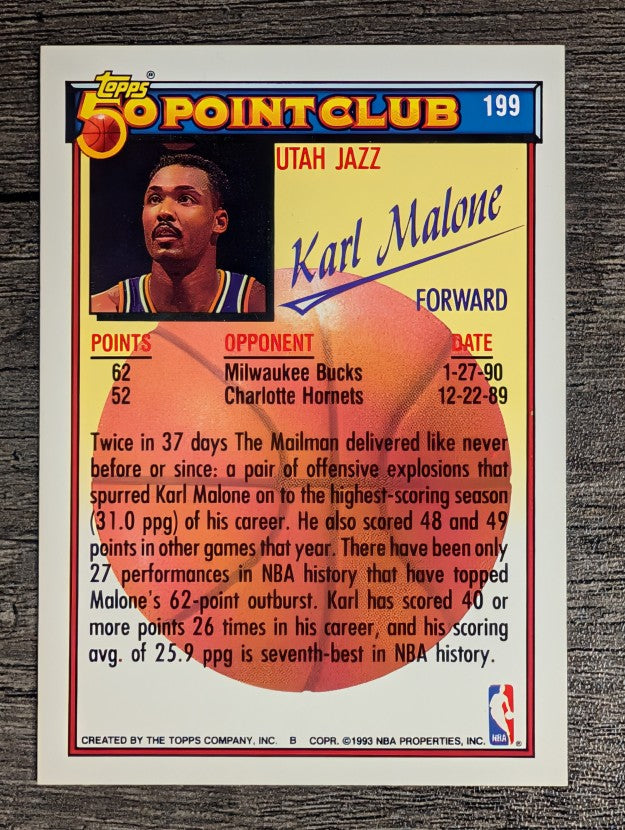 1992-93 Topps #199 Karl Malone 50P