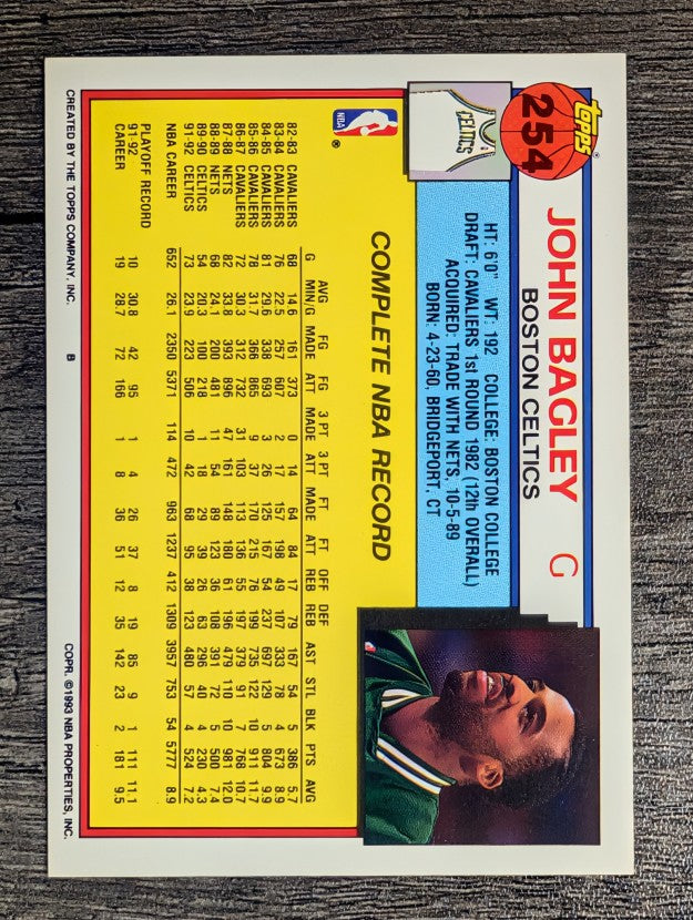 1992-93 Topps #254 John Bagley