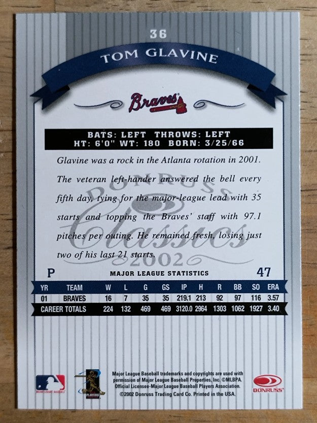 2002 Donruss Classics #36 Tom Glavine