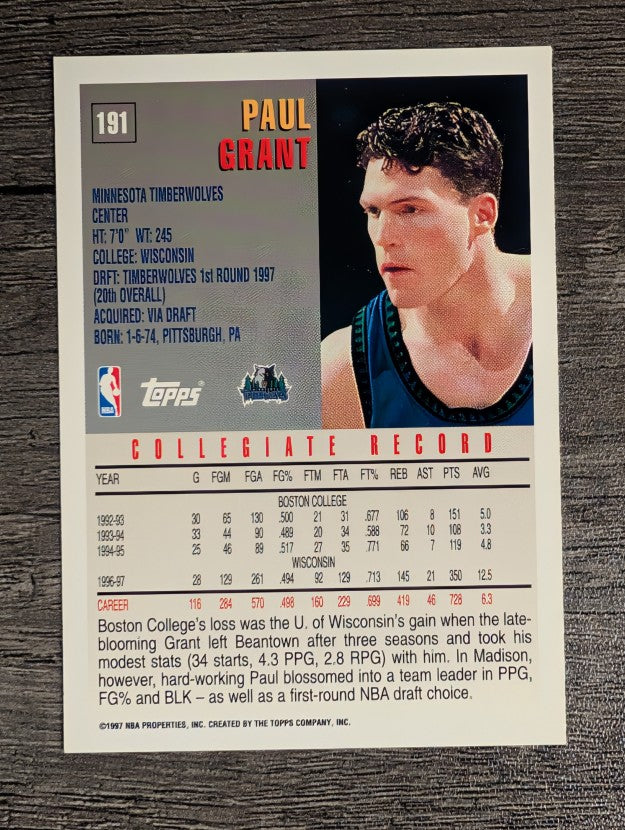 1997-98 Topps #191 Paul Grant RC