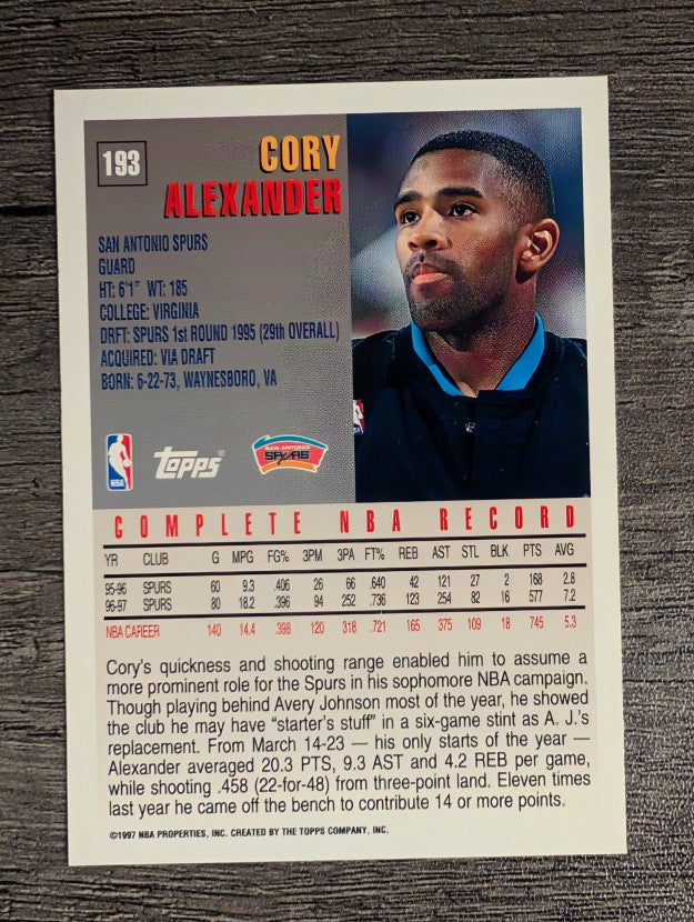 1997-98 Topps #193 Cory Alexander