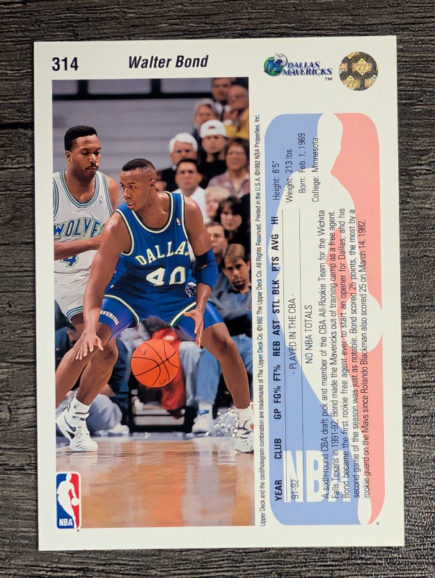 1992-93 Upper Deck #314 Walter Bond RC