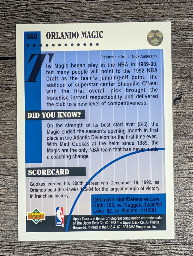 1992-93 Upper Deck #368 Nick Anderson TFC
