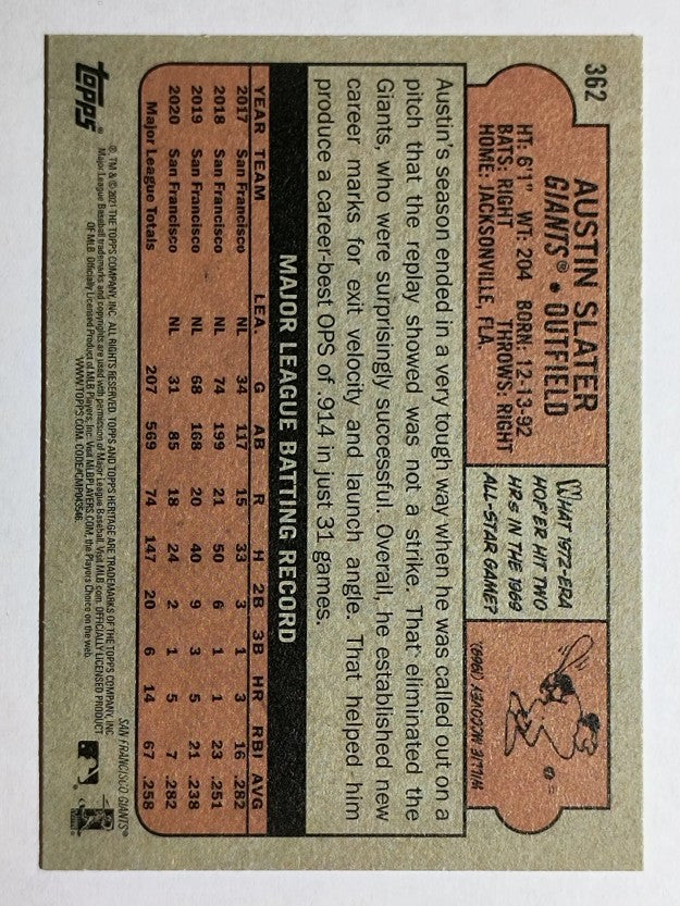 2021 Topps Heritage #362 Austin Slater