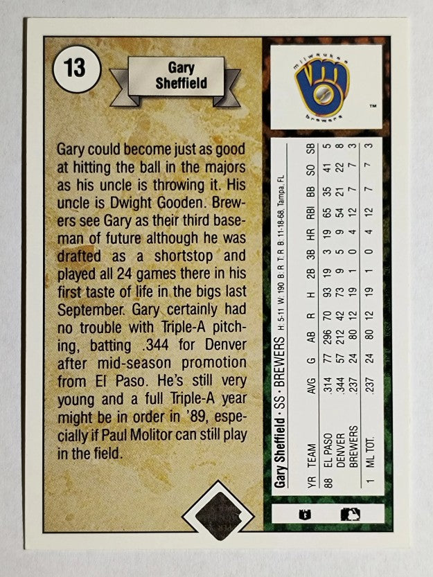 1989 Upper Deck #13 Gary Sheffield COR RC