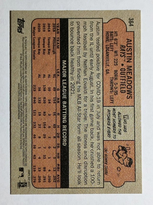 2021 Topps Heritage #364 Austin Meadows