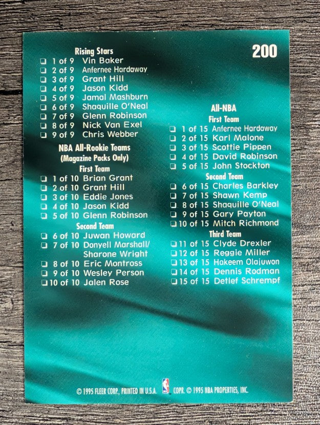 1995-96 Ultra #200 Checklist 191-200