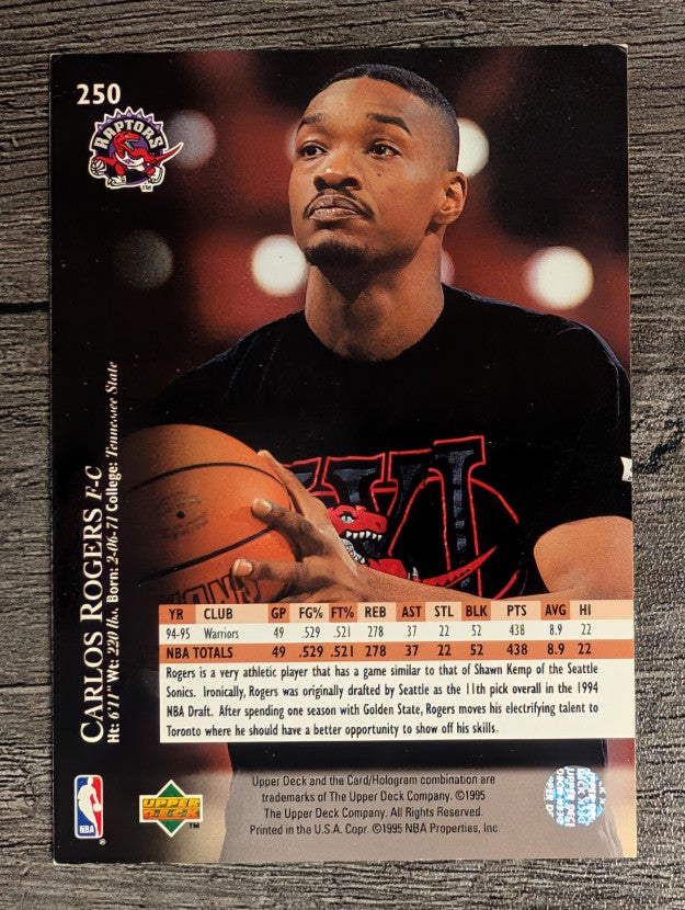 1995-96 Upper Deck Electric Court Gold #250 Carlos Rogers (VGEX)