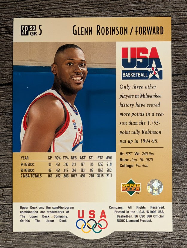 1996 Upper Deck USA SP Career Statistics #S9 Glenn Robinson