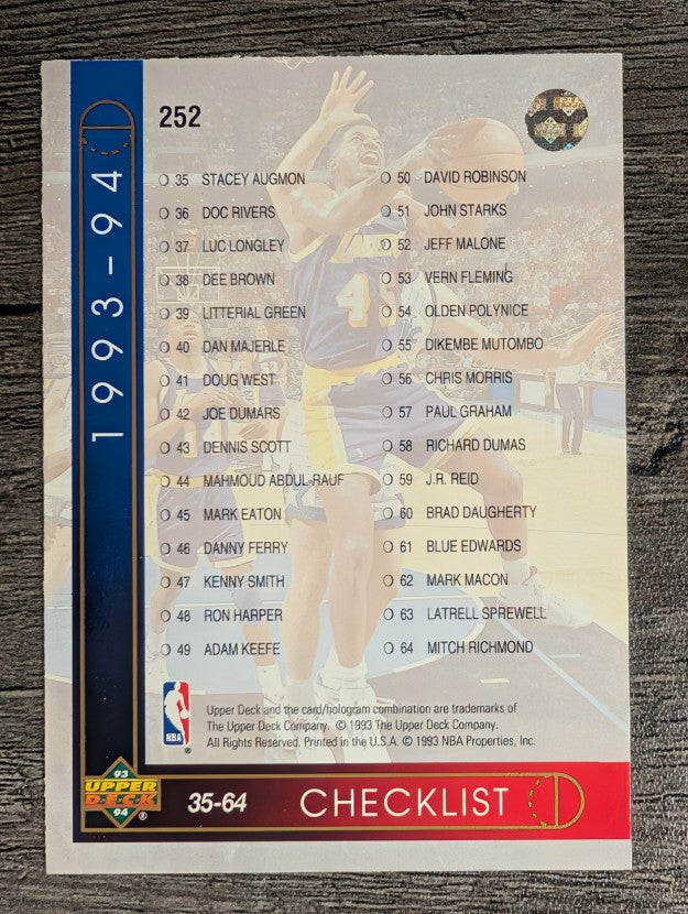 1993-94 Upper Deck #252 Checklist 1-64