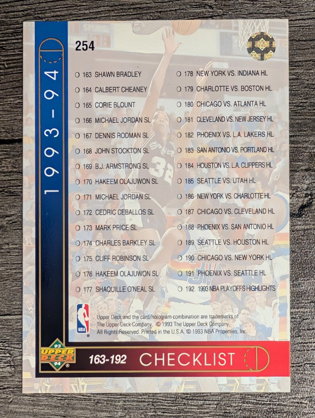 1993-94 Upper Deck #254 Checklist 129-192