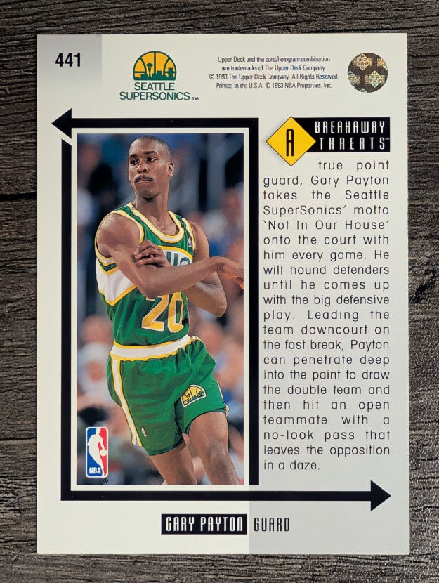 1993-94 Upper Deck #441 Gary Payton BT