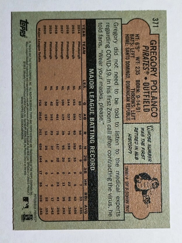 2021 Topps Heritage #371 Gregory Polanco