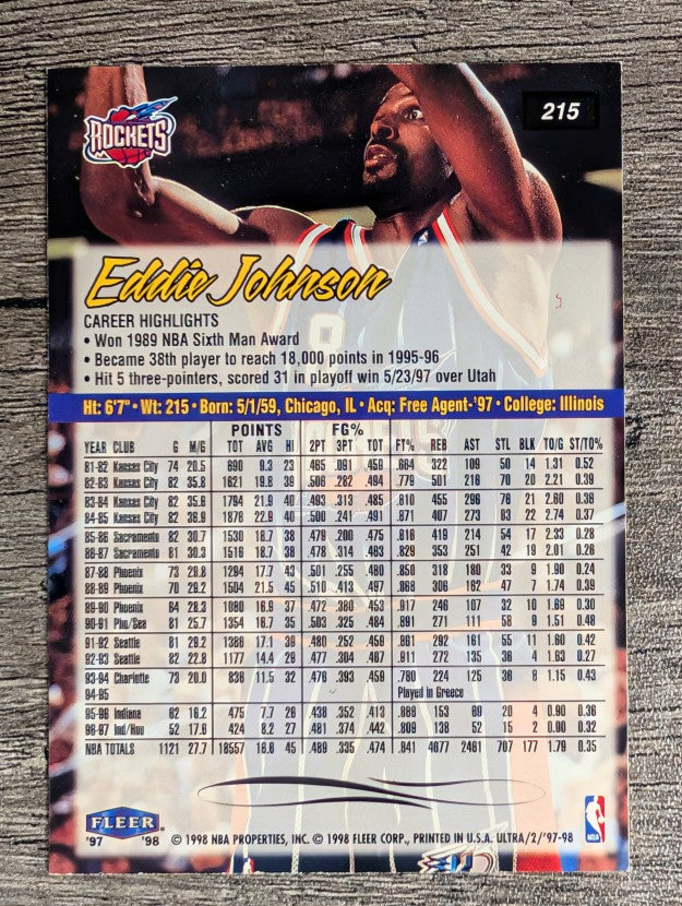 1997-98 Ultra #215 Eddie Johnson