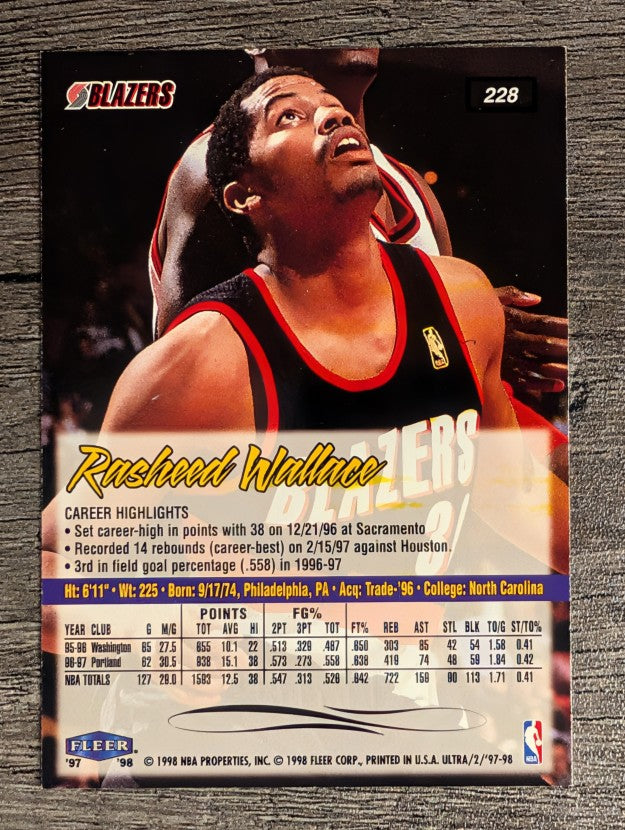 1997-98 Ultra #228 Rasheed Wallace