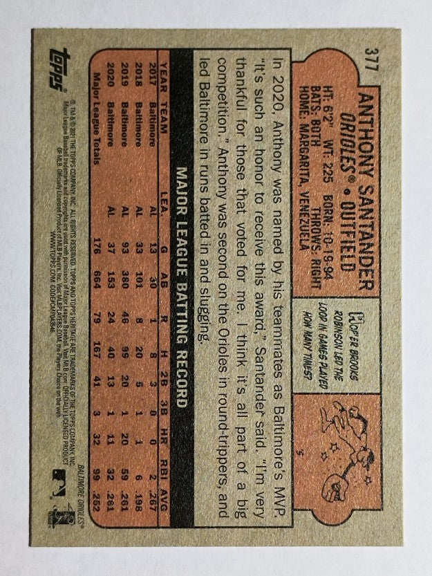 2021 Topps Heritage #377 Anthony Santander