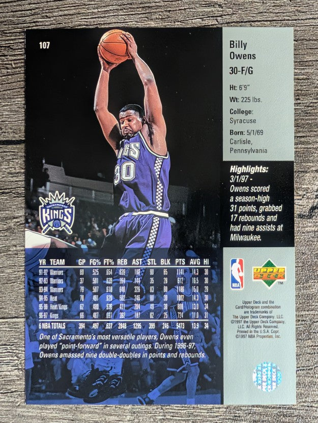 1997-98 Upper Deck #107 Billy Owens