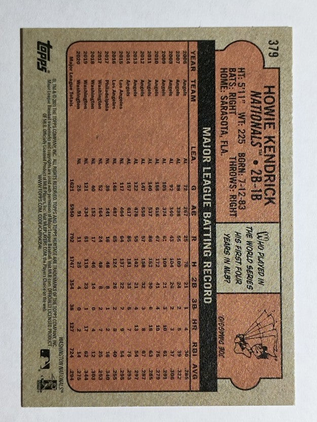 2021 Topps Heritage #379 Howie Kendrick