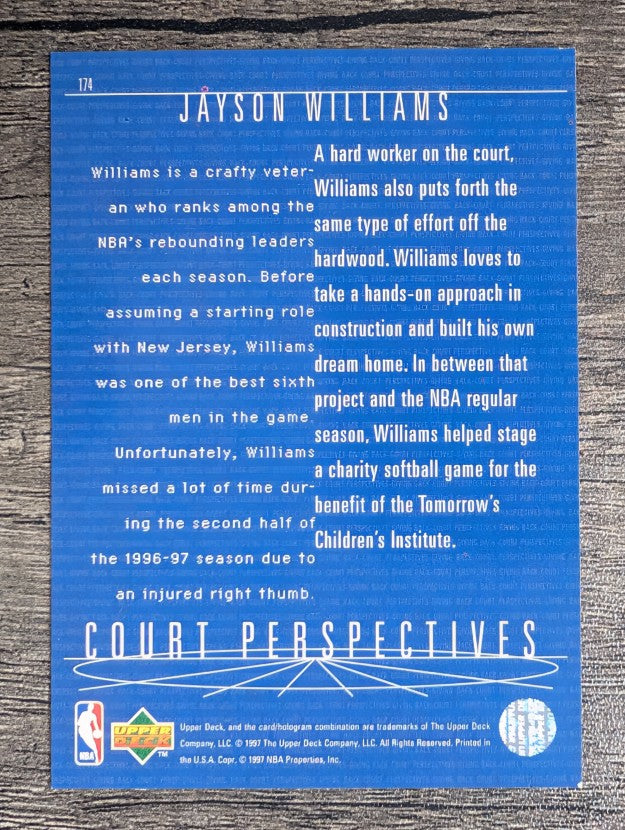 1997-98 Upper Deck #174 Jayson Williams CP