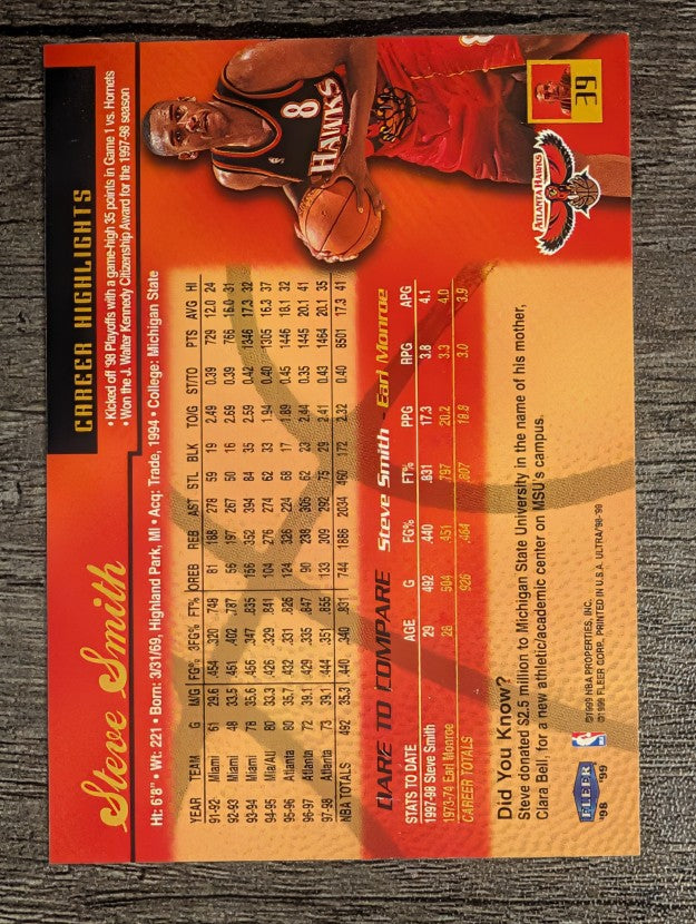 1998-99 Ultra #39 Steve Smith