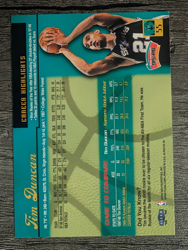 1998-99 Ultra #55 Tim Duncan