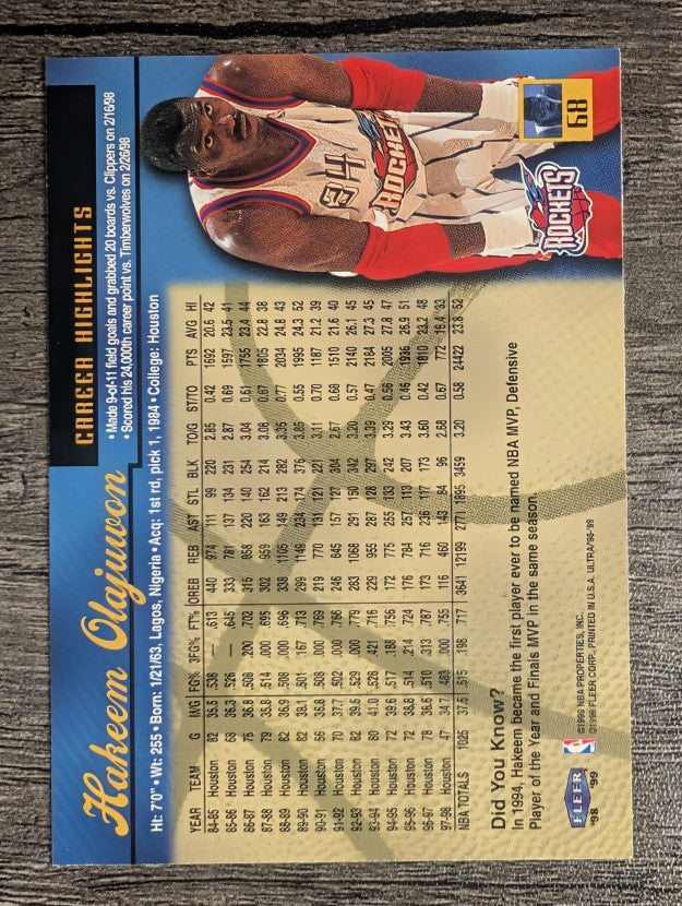 1998-99 Ultra #68 Hakeem Olajuwon