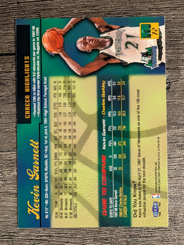 1998-99 Ultra #72 Kevin Garnett