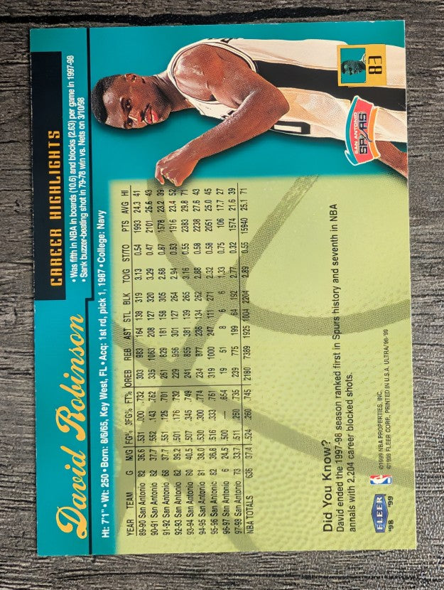 1998-99 Ultra #83 David Robinson