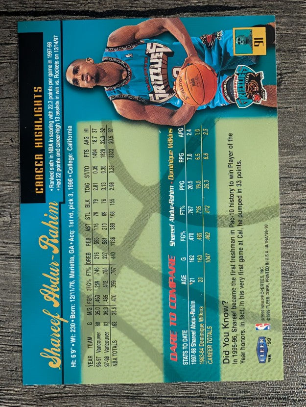 1998-99 Ultra #91 Shareef Abdur-Rahim