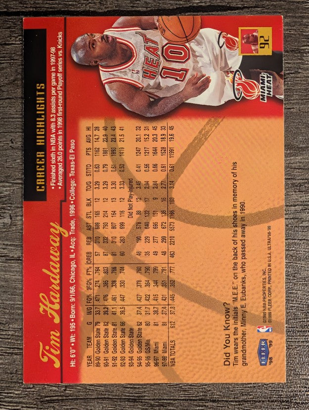 1998-99 Ultra #92 Tim Hardaway
