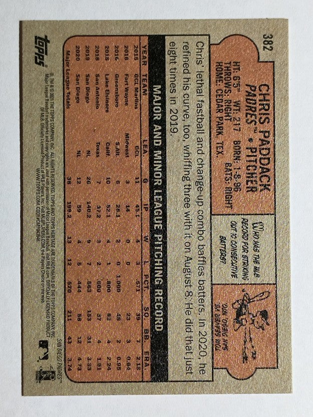 2021 Topps Heritage #382 Chris Paddack
