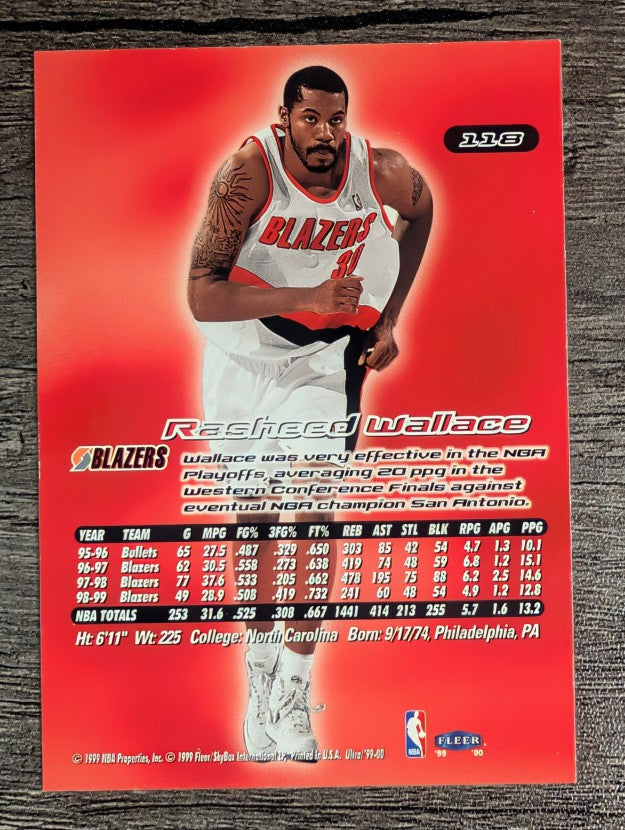 1999-00 Ultra #118 Rasheed Wallace