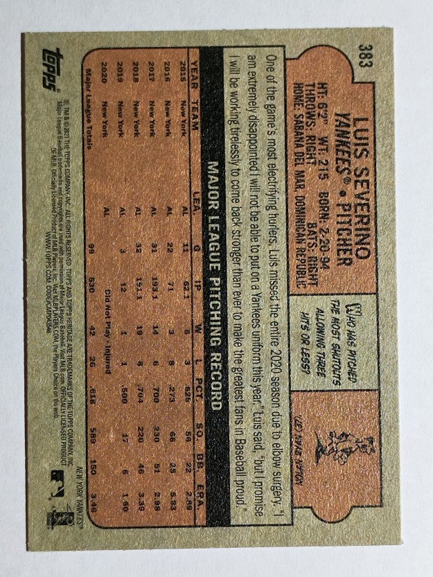 2021 Topps Heritage #383 Luis Severino