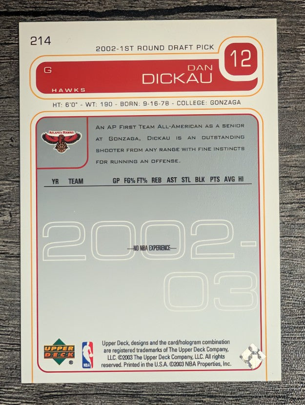 2002-03 Upper Deck #214 Dan Dickau