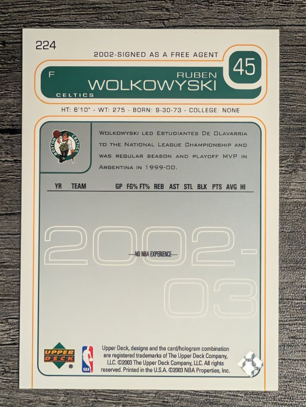 2002-03 Upper Deck #224 Ruben Wolkowyski