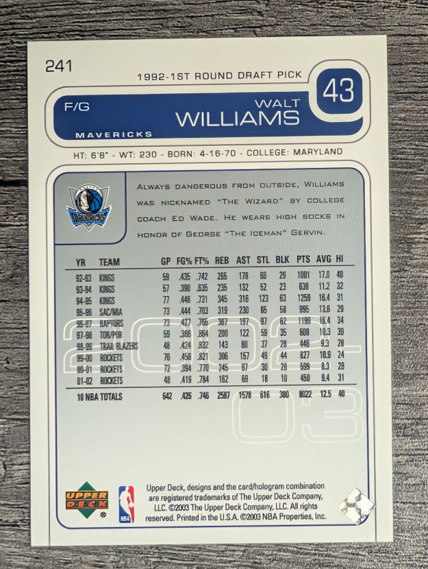 2002-03 Upper Deck #241 Walt Williams